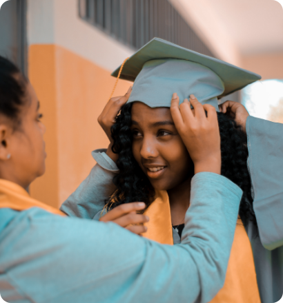 Woman wearing graduation cap